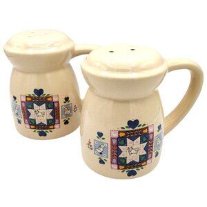 Salt and Pepper Shakers Country Quilt LOFISA Mexico Discontinued Cozy Farmcore